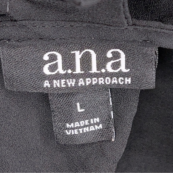 Large Ana Black Collar Style Blouse Flowy Chiffon 3/4 Sleeve Goth - Picture 11 of 14